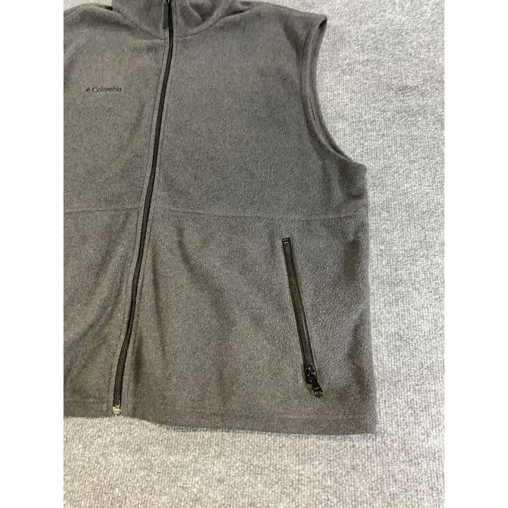 Columbia Fleece Vest Mens XXL Gray Full Zip Sleeveless Outdoor Hiking Pockets
